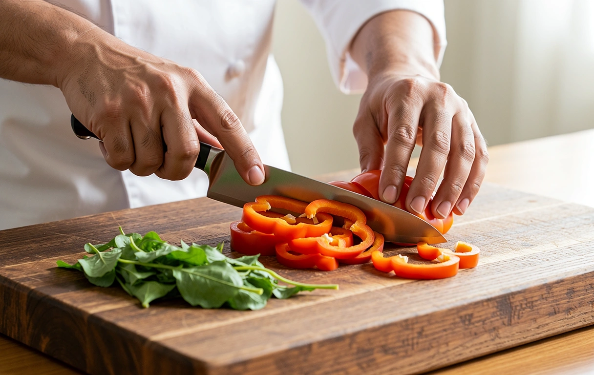 Chef preparing fresh ingredients