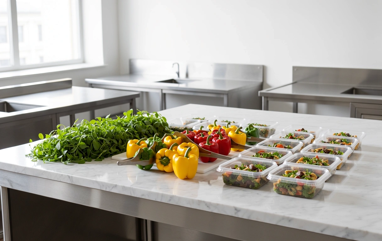 Fresh ingredients in the Makanan Berkah kitchen
